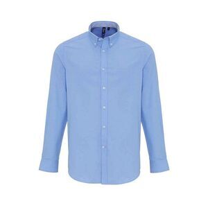 Premier Mens Striped Oxford Long-Sleeved Shirt / Oxford Blue